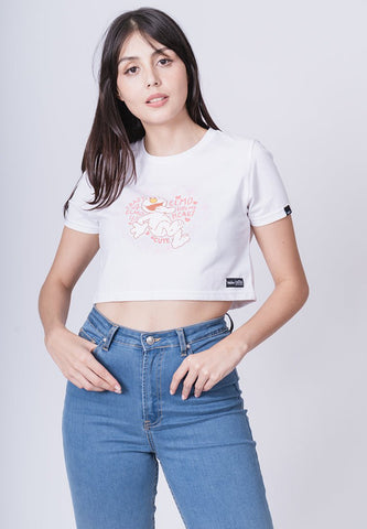 White Elmo with Patterned Heart Soft Touch and High Density Print Super Cropped Fit Tee - Mossimo PH
