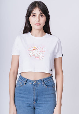 White Elmo with Patterned Heart Soft Touch and High Density Print Super Cropped Fit Tee - Mossimo PH