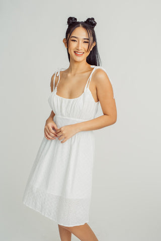 White Fashion Garthered eyelet Mini Dress Tailored Fit - Mossimo PH