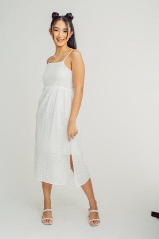 White Fashion Garthered Midi Jumper Dress Tailored Fit - Mossimo PH