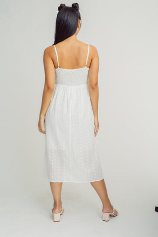 White Fashion Garthered Midi Jumper Dress Tailored Fit - Mossimo PH