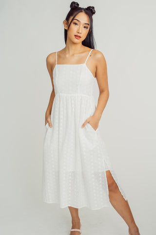 White Fashion Garthered Midi Jumper Dress Tailored Fit - Mossimo PH