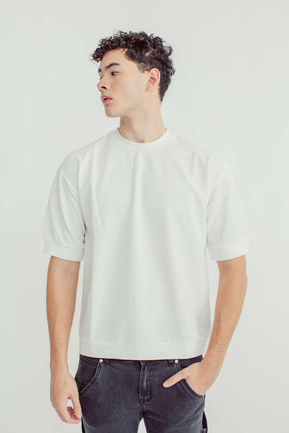White Fashion Round Neck with Embroidery Urban Fit Tee - Mossimo PH