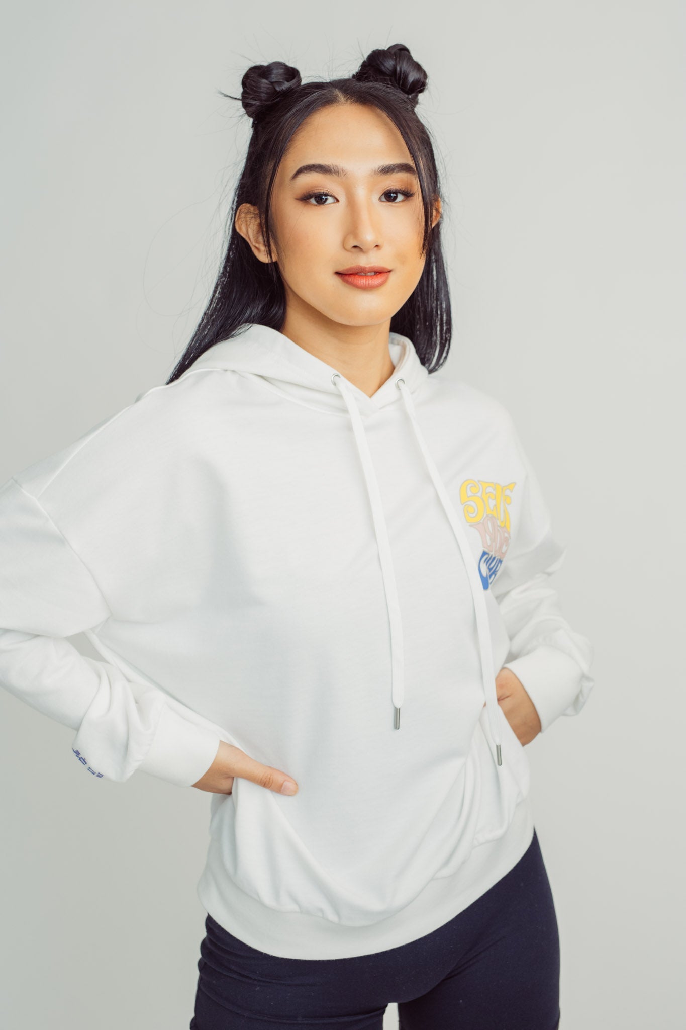 White Fashion Shoulder Drop Retro Jacket with Flat Print Oversize Fit - Mossimo PH