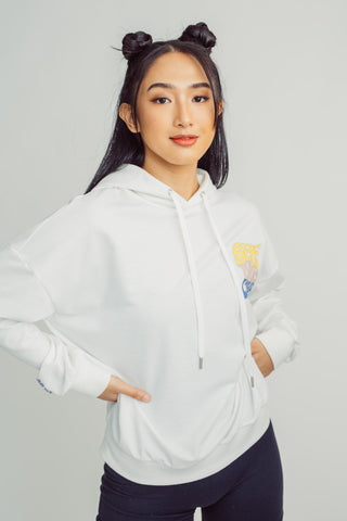 White Fashion Shoulder Drop Retro Jacket with Flat Print Oversize Fit - Mossimo PH