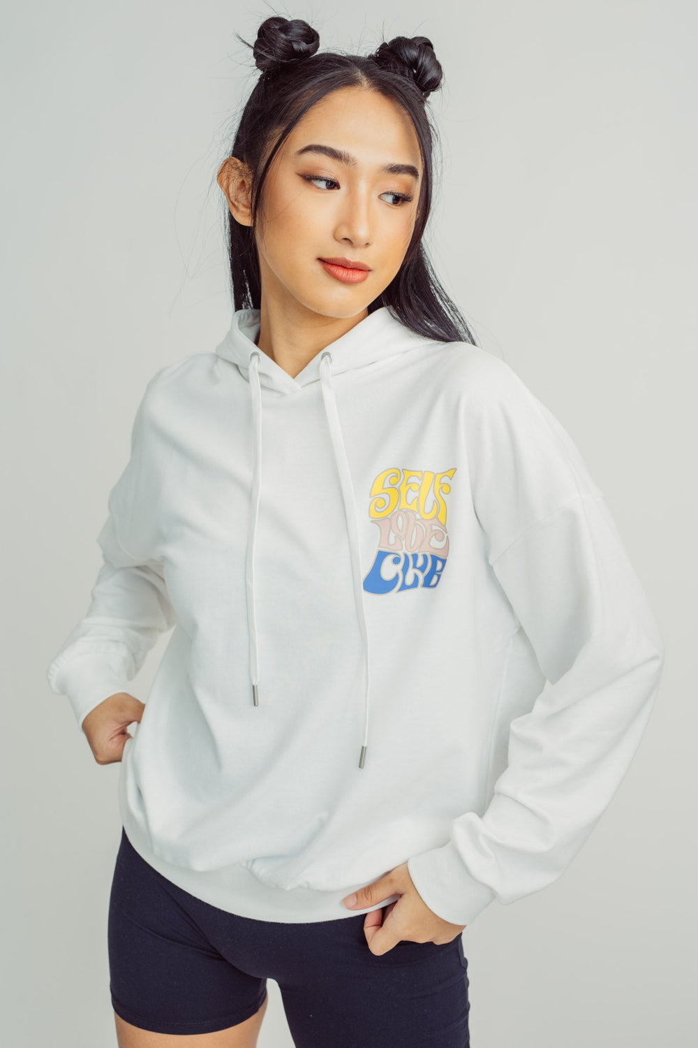 White Fashion Shoulder Drop Retro Jacket with Flat Print Oversize Fit - Mossimo PH