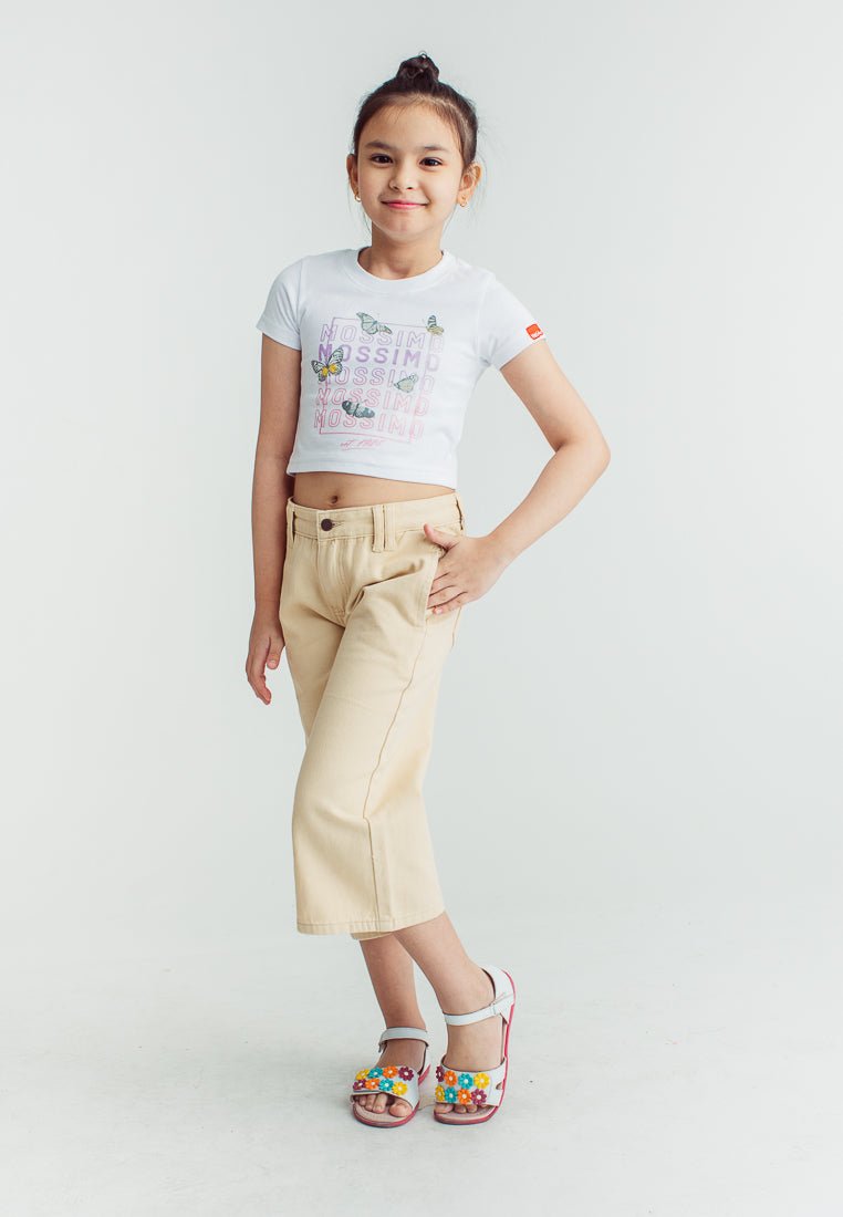 White Girls Basic Cropped Tshirt with Butterfly Design - Mossimo PH