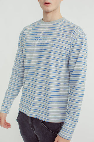 White Gray Long Sleeve Stripes with Embroidery - Mossimo PH