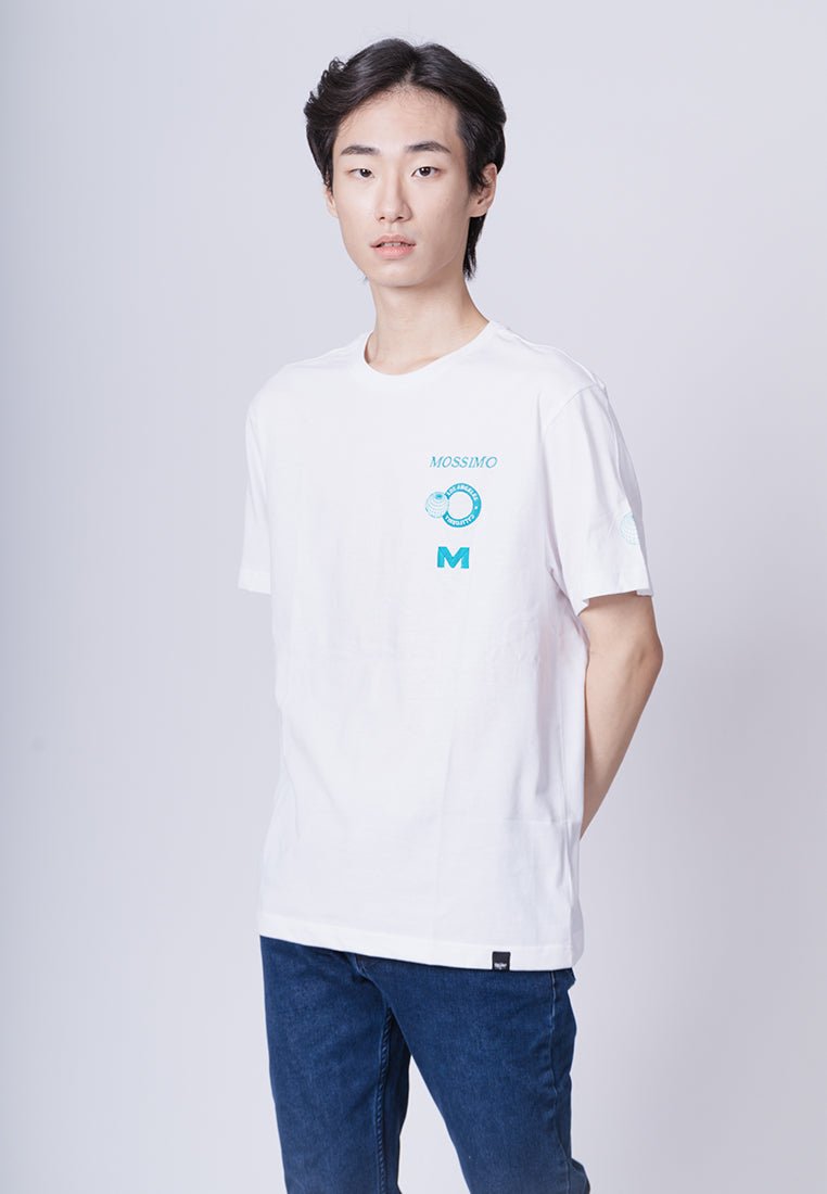 White Modern Fit Basic Round Neck Tee with Embroidery - Mossimo PH