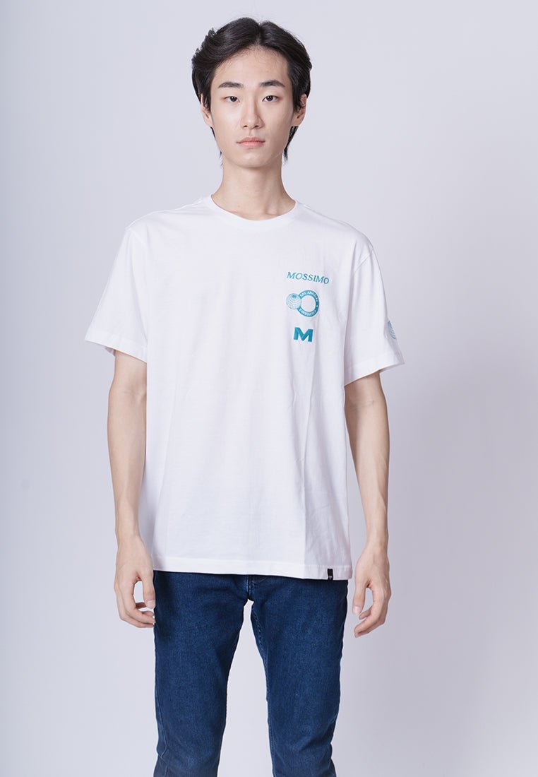 White Modern Fit Basic Round Neck Tee with Embroidery - Mossimo PH