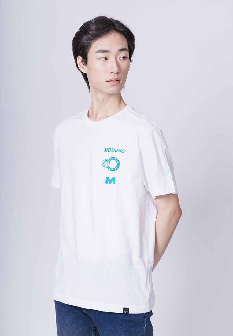 White Modern Fit Basic Round Neck Tee with Embroidery - Mossimo PH