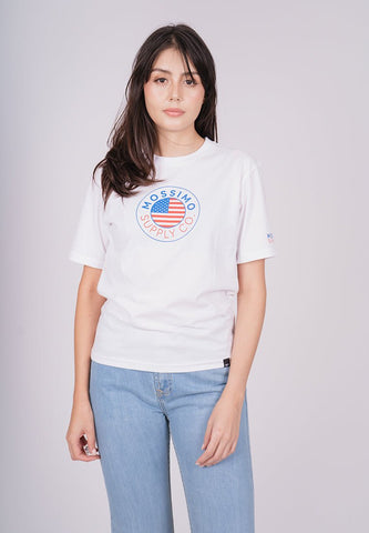 White Mossimo Supply Co with Rounded Flag Flat Print Modern Fit Tee - Mossimo PH