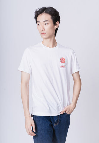 White Muscle Fit Basic Round Neck Tee with Slight Embossed Print - Mossimo PH