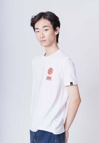 White Muscle Fit Basic Round Neck Tee with Slight Embossed Print - Mossimo PH