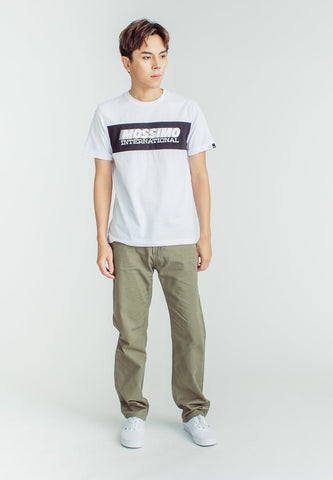 White Muscle Fit Tee Basic Round Neck with Cut, Sew , and Flat Print - Mossimo PH