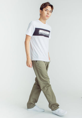 White Muscle Fit Tee Basic Round Neck with Cut, Sew , and Flat Print - Mossimo PH