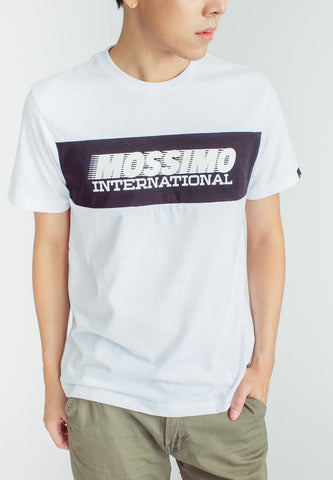 White Muscle Fit Tee Basic Round Neck with Cut, Sew , and Flat Print - Mossimo PH