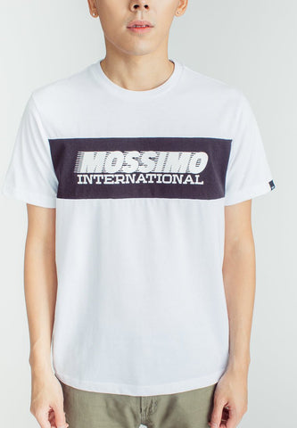 White Muscle Fit Tee Basic Round Neck with Cut, Sew , and Flat Print - Mossimo PH