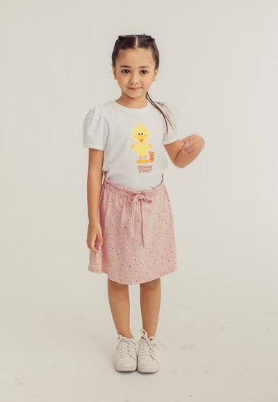 White Pink Big Bird Puff Top and Polka Skirt - Mossimo PH