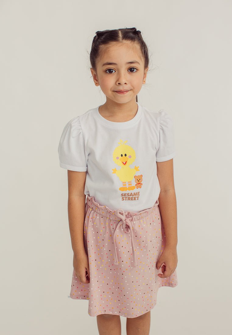 White Pink Big Bird Puff Top and Polka Skirt - Mossimo PH