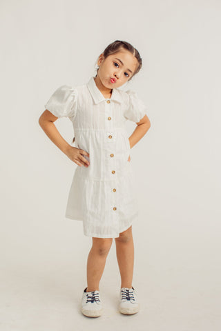 White Puff Sleeve Shirt Dress Girls Kids - Mossimo PH