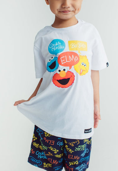White Sesame Street Printed Tshirt and Short Set - Mossimo PH