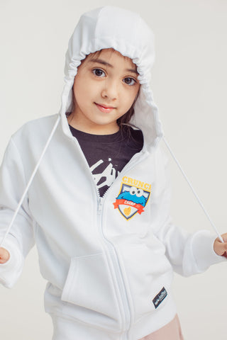 White Sesame with Cookie Monster Patch Kids Hoodie - Mossimo PH