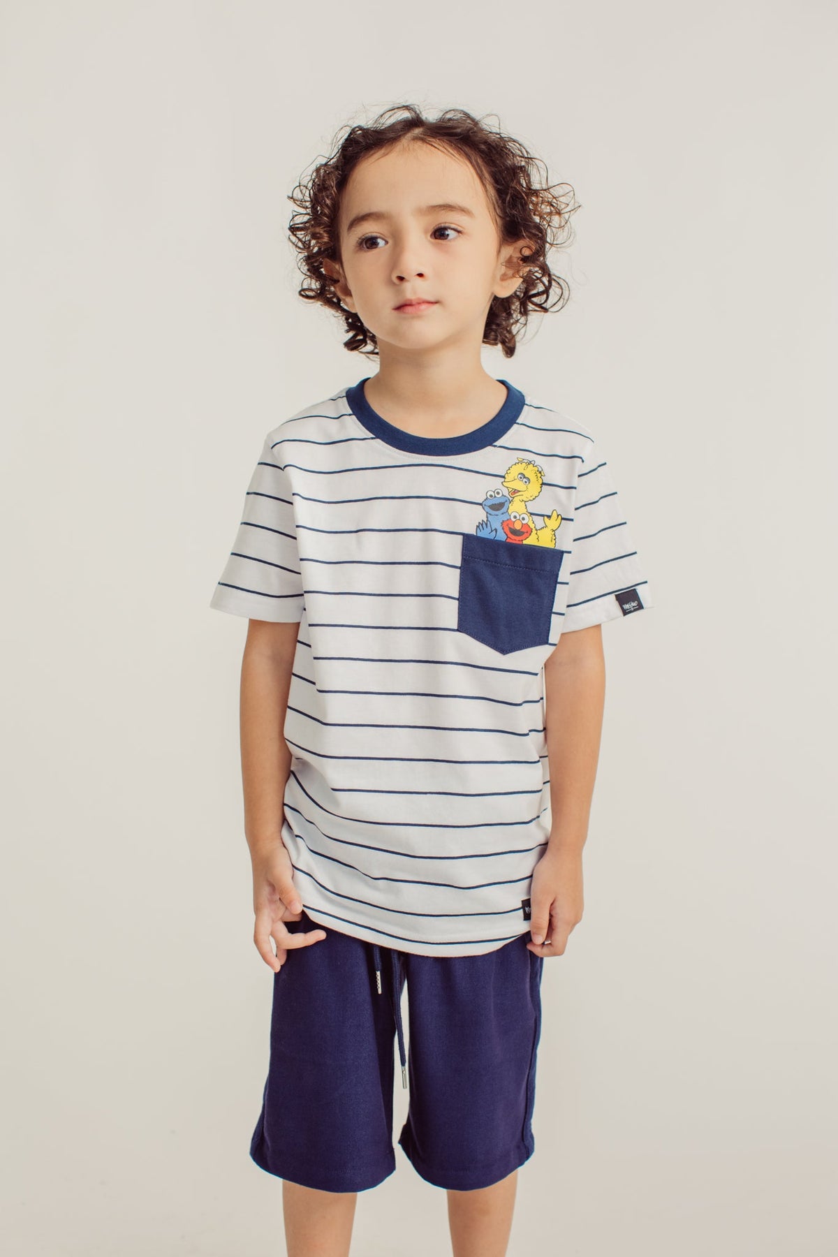White Stripes Sesame Street Pocket Tshirt Kids - Mossimo PH