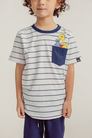 White Stripes Sesame Street Pocket Tshirt Kids - Mossimo PH