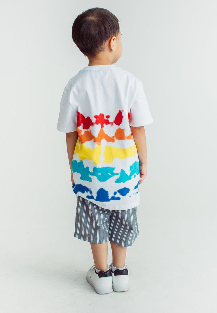 White Tie Dyed Panel Stripes Tshirt - Mossimo PH