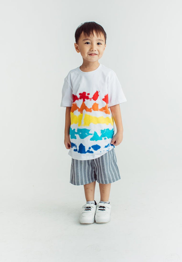 White Tie Dyed Panel Stripes Tshirt - Mossimo PH