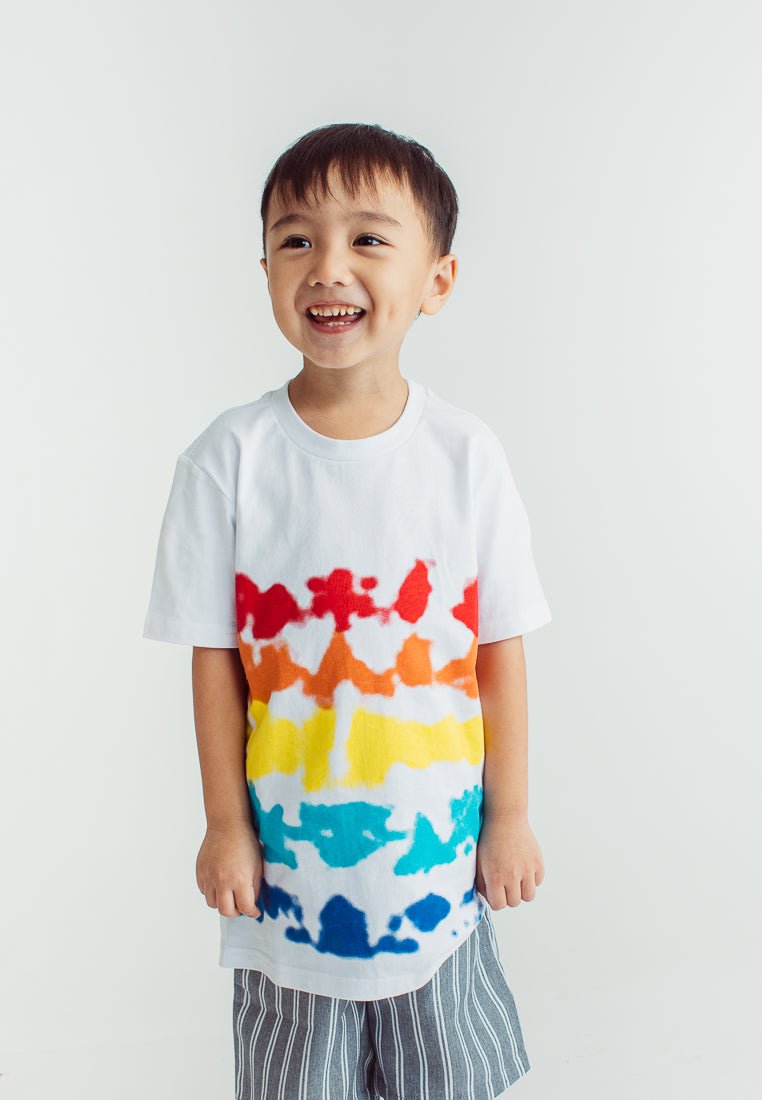 White Tie Dyed Panel Stripes Tshirt - Mossimo PH