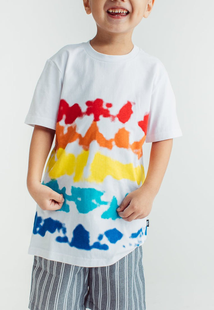 White Tie Dyed Panel Stripes Tshirt - Mossimo PH