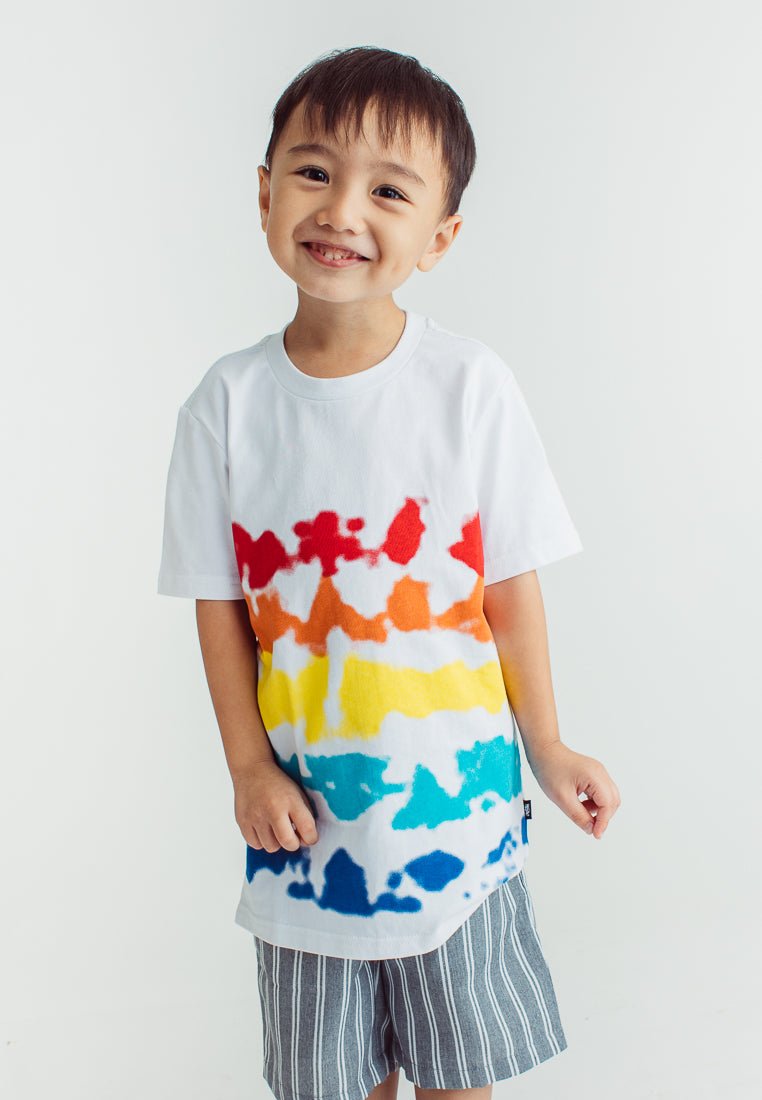 White Tie Dyed Panel Stripes Tshirt - Mossimo PH