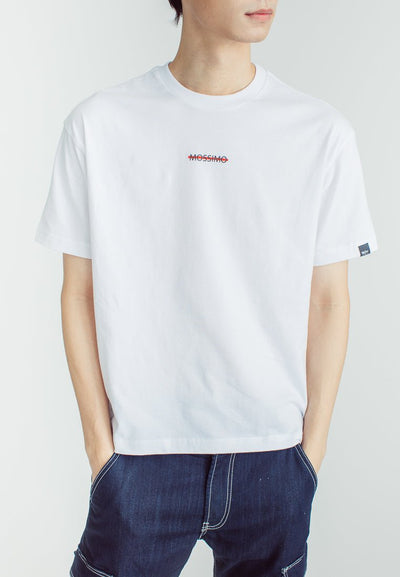 White Urban Fit Basic Round Neck Tee with Flat Print - Mossimo PH