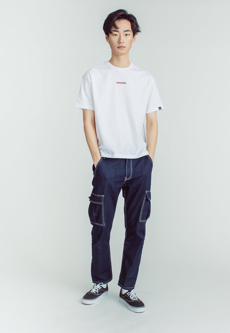 White Urban Fit Basic Round Neck Tee with Flat Print - Mossimo PH
