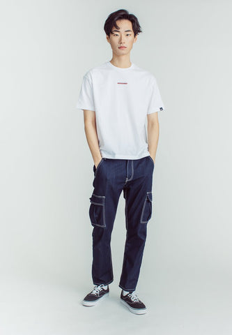 White Urban Fit Basic Round Neck Tee with Flat Print - Mossimo PH