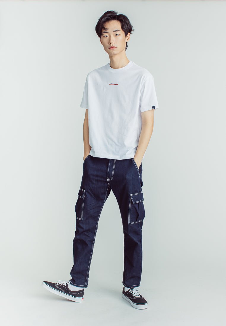 White Urban Fit Basic Round Neck Tee with Flat Print - Mossimo PH