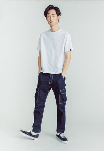 White Urban Fit Basic Round Neck Tee with Flat Print - Mossimo PH