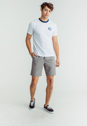 White with Embroidery Print Muscle Fit Basic Round Neck Tee - Mossimo PH