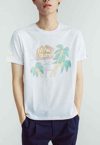 White with Flat Print Basic Round Neck Classic Fit Tee - Mossimo PH