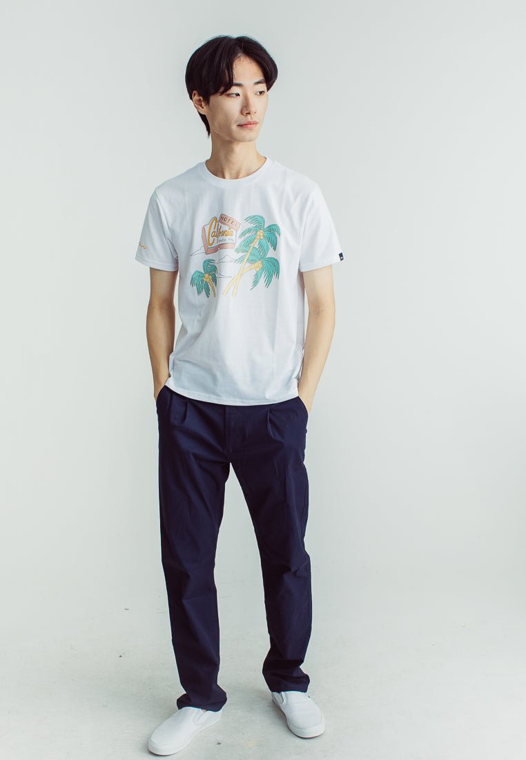 White with Flat Print Basic Round Neck Classic Fit Tee - Mossimo PH