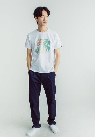 White with Flat Print Basic Round Neck Classic Fit Tee - Mossimo PH