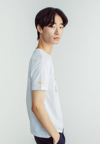 White with Flat Print Basic Round Neck Classic Fit Tee - Mossimo PH