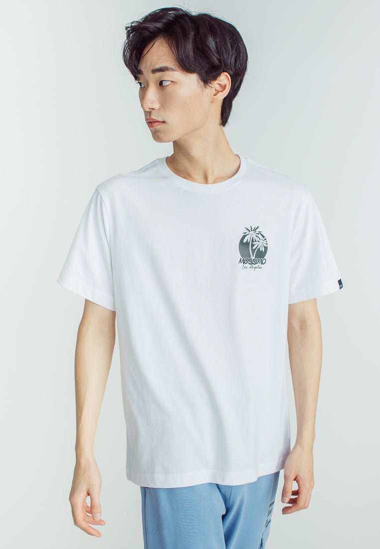 White with Flat Print Basic Round Neck Comfort Fit tee - Mossimo PH