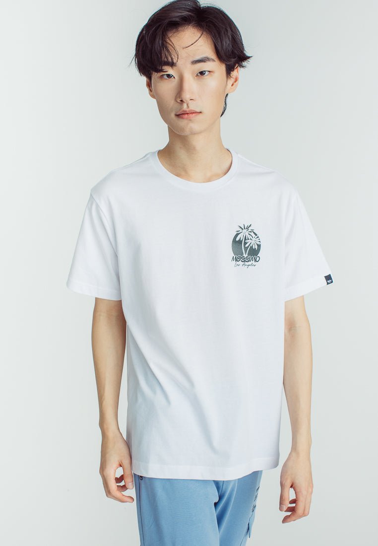 White with Flat Print Basic Round Neck Comfort Fit tee - Mossimo PH
