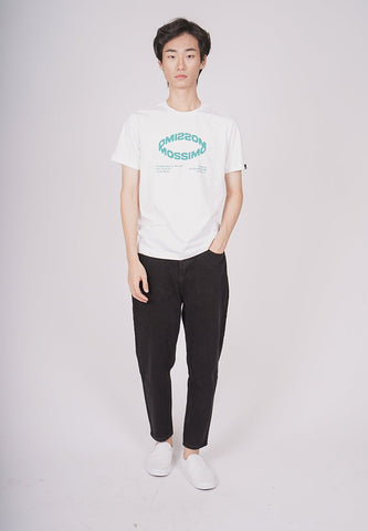 White with Flat Print Basic Round Neck Muscle Fit Tee - Mossimo PH