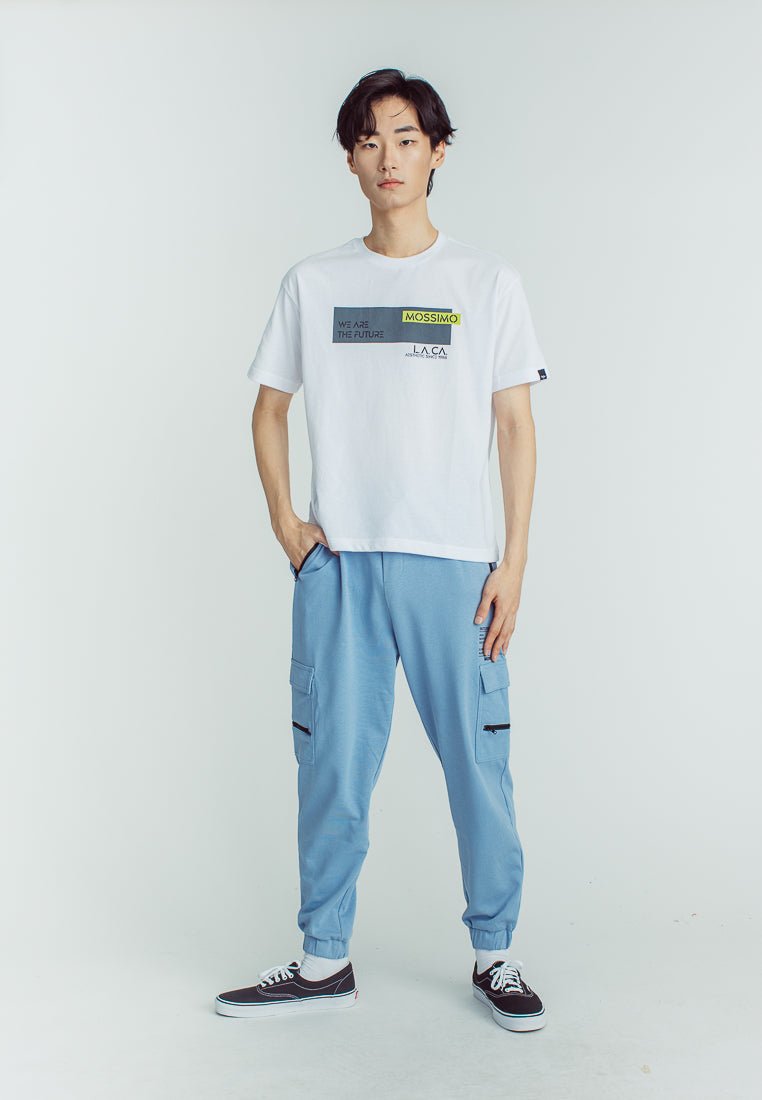 White with Flat Print Basic Round Neck Urban Fit Tee - Mossimo PH