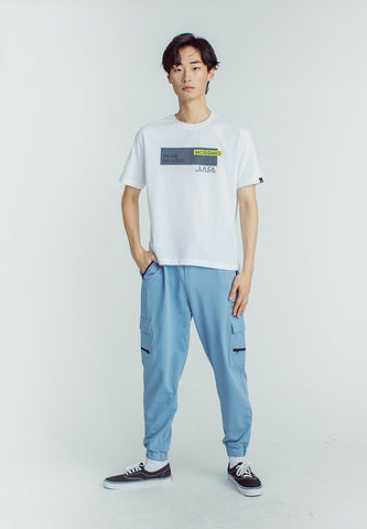 White with Flat Print Basic Round Neck Urban Fit Tee - Mossimo PH