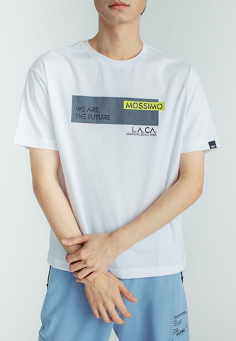 White with Flat Print Basic Round Neck Urban Fit Tee - Mossimo PH
